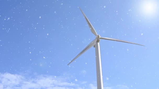 Kışın kar yağışı yapan rüzgar türbinleri - Video, Çekim
