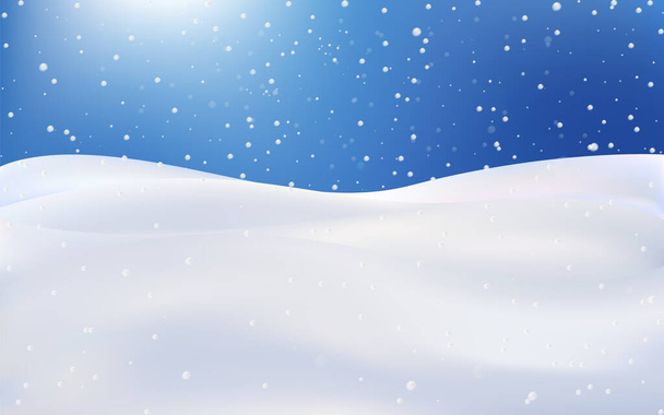 Paysage de neige, papier peint de Noël avec des flocons de neige tombant dans un style réaliste. Illustration vectorielle premium. - Vecteur, image