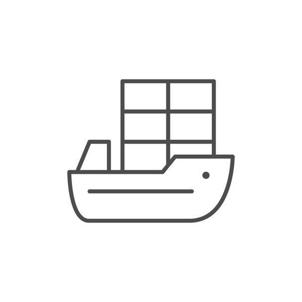 Ikona obrysu lodi kontejneru - Vektor, obrázek