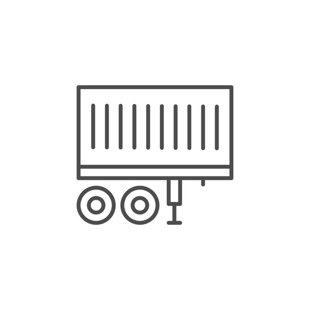 Ikona zarysu linii przyczepy kontenerowej - Wektor, obraz