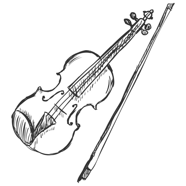 Vektor-Skizze Geige mit Geige-Bogen - Vektor, Bild