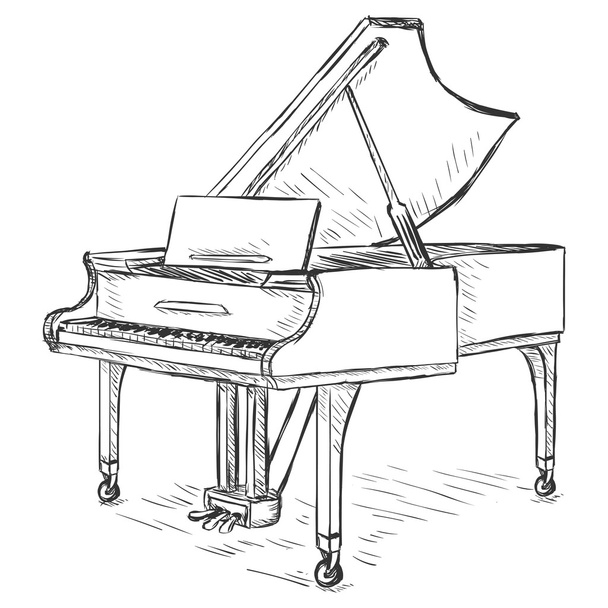 ベクトル スケッチ グランド ピアノ - ベクター画像