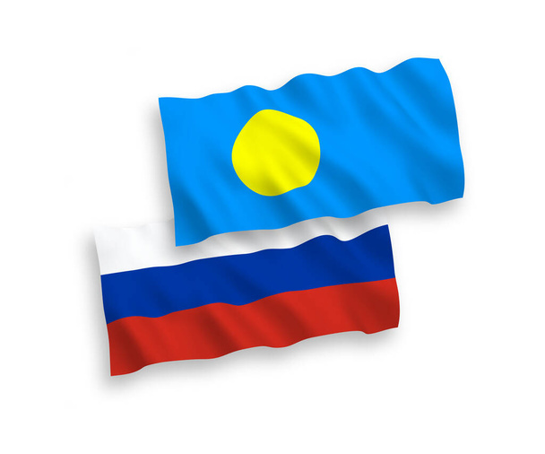 Banderas de Palaos y Rusia sobre fondo blanco - Vector, imagen