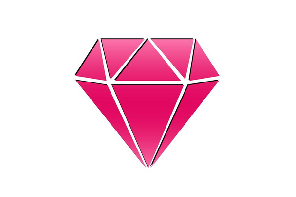 ホワイトの背景にピンクダイヤモンドのロゴ。隔離-イラストデザイン  - 写真・画像