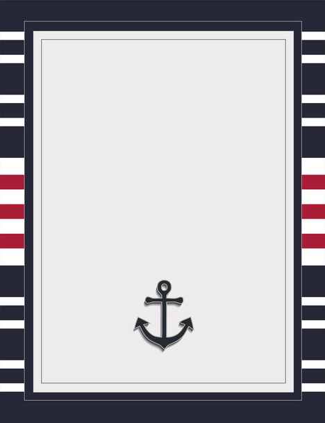 Nautical card template blank with ship anchor - Zdjęcie, obraz