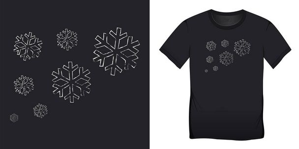 Hópehely kréta minta, karácsonyi motívum kép, grafikai tervezés pólók üres sablon - Fotó, kép