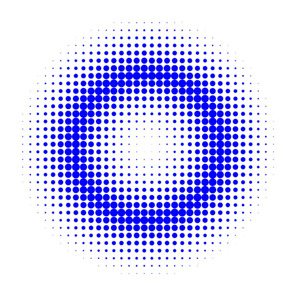 Blue halftone circles. Pop art texture made of spots. Round dots gradient. Vector illustration. - Vector, Image