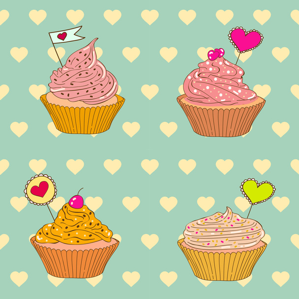 cupcakes voor Valentijnsdag - Vector, afbeelding