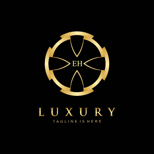 EH kezdőbetű Royal Luxury Logo sablonnal - Vektor, kép