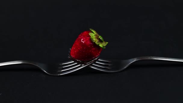 composition with strawberry and forks - Footage, Video