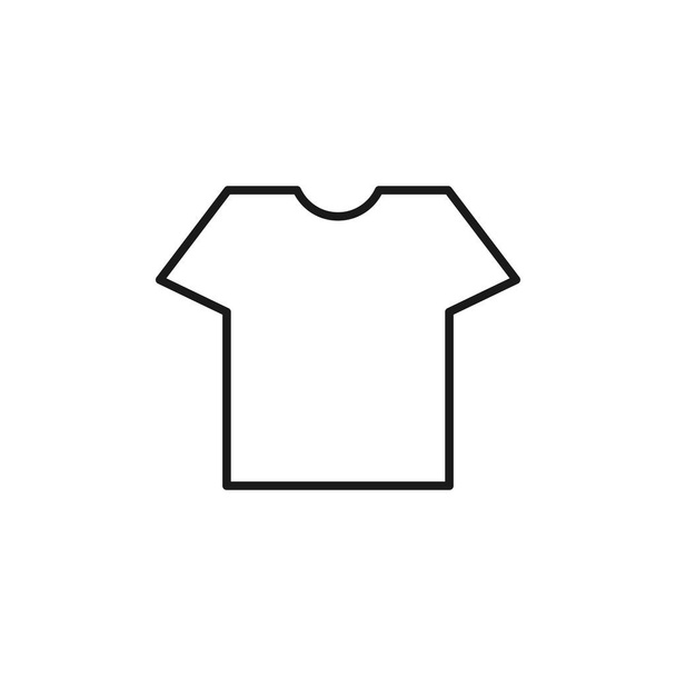 Tシャツフラットラインアイコン。アパレルショップの看板。衣料品店のための細い線形ロゴ. - ベクター画像