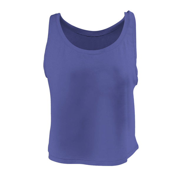 Kolsuz bluz tasarımınızı bu Ön Görünüm Kadın Kısa Tank Üstü Mockup 'la Kraliyet Mavi Rengi ile tanıtın. - Fotoğraf, Görsel
