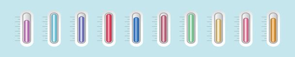set of thermometer. cartoon icon design template with various models. modern vector illustration isolated on blue background - Vector, Image