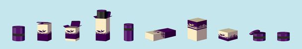 set di scatole di latta. modello di design icona del cartone animato con vari modelli. moderna illustrazione vettoriale isolata su sfondo blu - Vettoriali, immagini