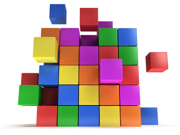 Cubes block. Assembling concept. On white. - Photo, Image