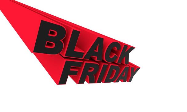 3d rendering. Black Friday. Isolated 3D text. Sale and discount on goods. Box on white background - Foto, Imagem