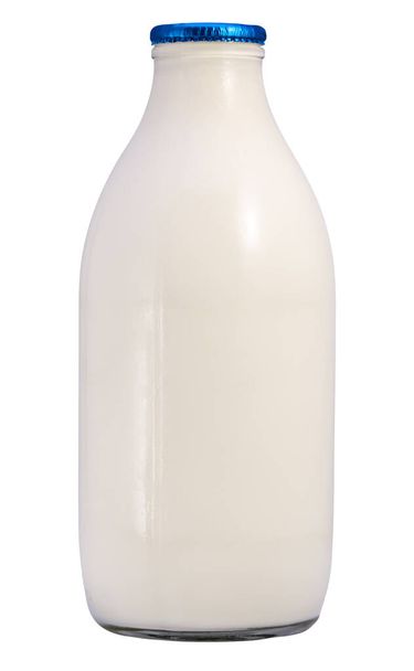 Ізольована фарба зі свіжого цілого молока в скляній пляшці
 - Фото, зображення