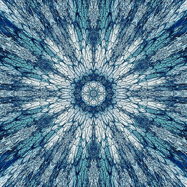 Mandala-Muster. Aquarell russisch blau ethnischen Hintergrund. Aquarellkreis. - Foto, Bild