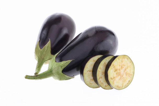 Eggplant brinjal or aubergine isolated on white background with clipping path and full depth of field - Photo, Image