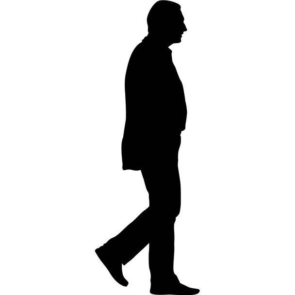 Silhouette eines wandelnden Mannes auf weißem Hintergrund. - Vektor, Bild