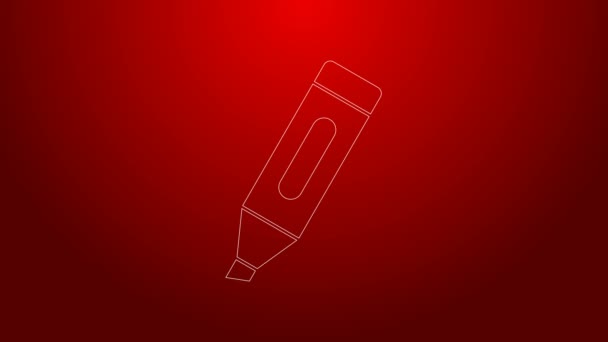 Green line Marker pen icon isolated on red background. 4K Video motion graphic animation - Footage, Video