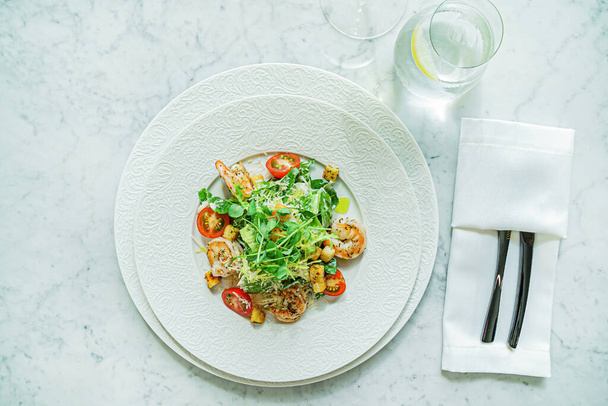 salad with shrimps and vegetables - Фото, изображение