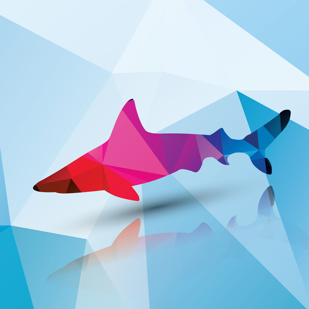 Геометрична полігональна акула, дизайн візерунка, Векторні ілюстрації
 - Вектор, зображення