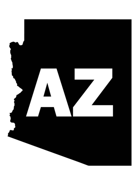 Mapa de silueta del estado federal de Arizona con su abreviatura de código postal - Vector, Imagen