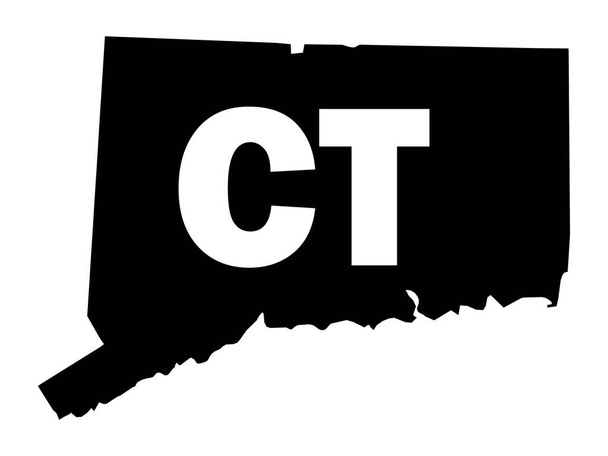 Mapa sylwetki federalnego stanu Connecticut ze skrótem od kodu pocztowego - Wektor, obraz