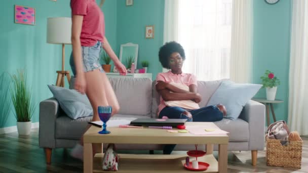 Bored Afro-American Woman Is Cheered by Friend - Footage, Video