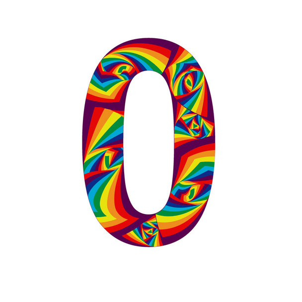 Gökkuşağı renkleri ve spiral efektlerle soyut tarzda 0 numara - Fotoğraf, Görsel