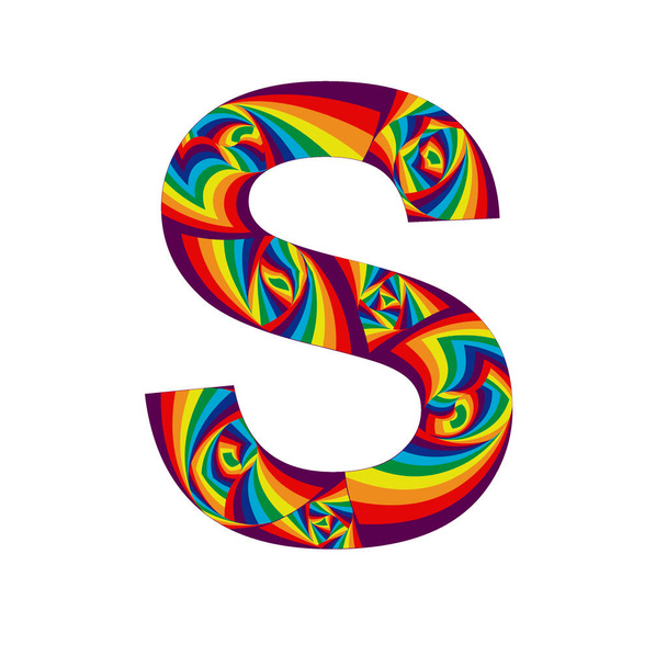 lettre S dans un style abstrait avec des couleurs arc-en-ciel et des effets de spirale - Photo, image
