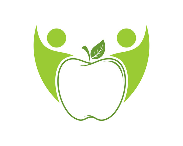 Sağlıklı insanlarla yeşil elma - Vektör, Görsel