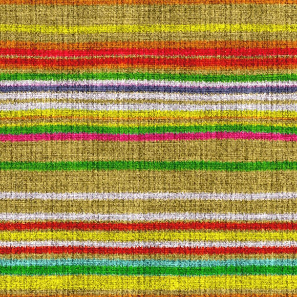 Variegated multicolor horizontal tapestry stripe woven texture. Space dyed watercolor effect knit striped background. Fuzzy thin grungy textile material. Tufted boucle carpet rug fabric effect. - Photo, Image