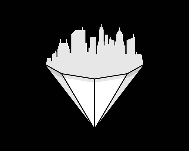 Πόλη κτίριο με διαμάντι σχήμα πολύτιμων λίθων - Διάνυσμα, εικόνα