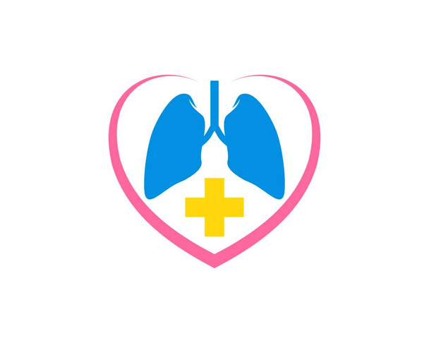 Abstract love shape with lungs and medical cross symbol - Vector, Image