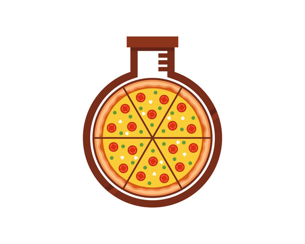 Піца всередині лабораторного логотипу пробірки
 - Вектор, зображення