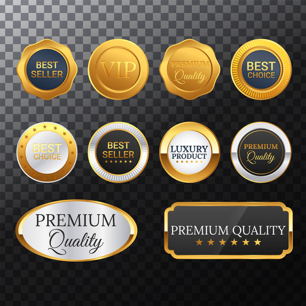 Luxury premium golden badge labels collection - Vector, Image