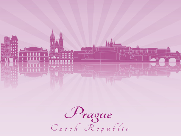 Prager Skyline in violett leuchtender Orchidee - Vektor, Bild