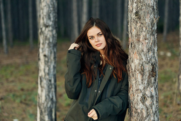 Pretty woman in forest travel nature lifestyle vacation - Zdjęcie, obraz