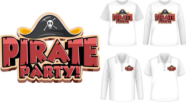 Mock up shirt with pirate party icon illustration - Vector, Image