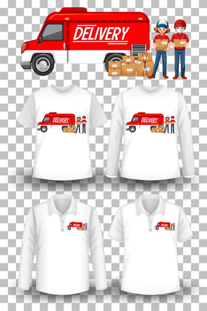 Set of mockup shirt with delivery theme illustration - Vector, Image