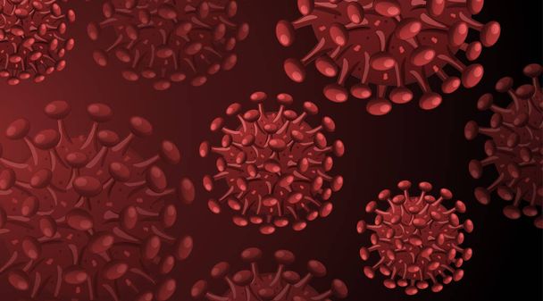 Coronavirus yapısı kırmızı arkaplan illüstrasyonu - Vektör, Görsel