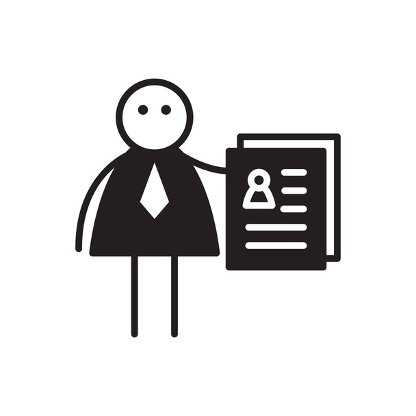 doodle businessman stick figure holding job application - Vektor, obrázek
