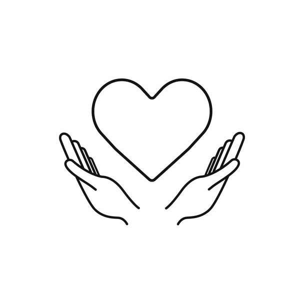 Mãos de saúde segurando ícone de coração plano para aplicativos e site. Ilustração vetorial - Vetor, Imagem