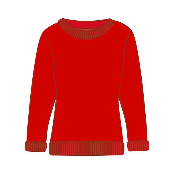 冬暖かいカジュアル赤いセーターベクトルイラスト上の白の背景. - ベクター画像