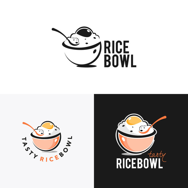 Rijst Bowl Logo met Spoon Vector voor verse maaltijd industrie gezonde voeding modern design pictogram Template - Vector, afbeelding