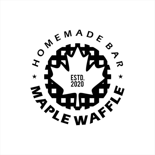 simple circle maple leaf with waffle vector best for pastry and bakery logo design template inspiration - Vector, Image