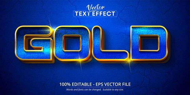 Gold text, luxury golden style editable text effect on blue color textured background - Vector, Image