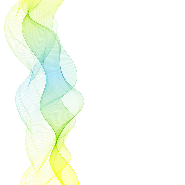 Transparenter farbiger Wellenfluss auf weißem Hintergrund. Abstrakter Hintergrund. - Foto, Bild